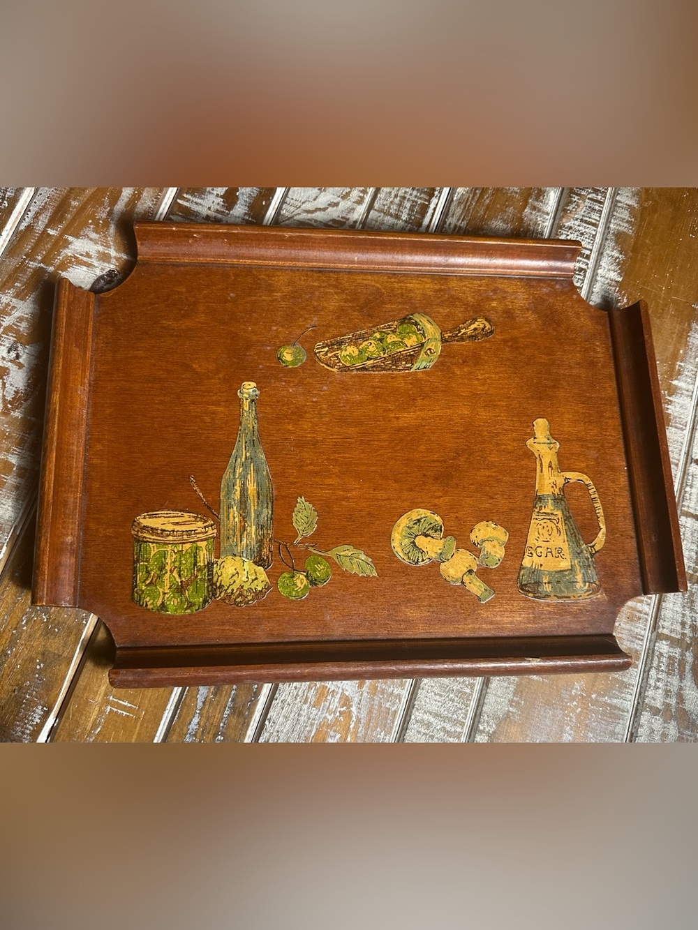 Vintage Inlay Hand painted Tray